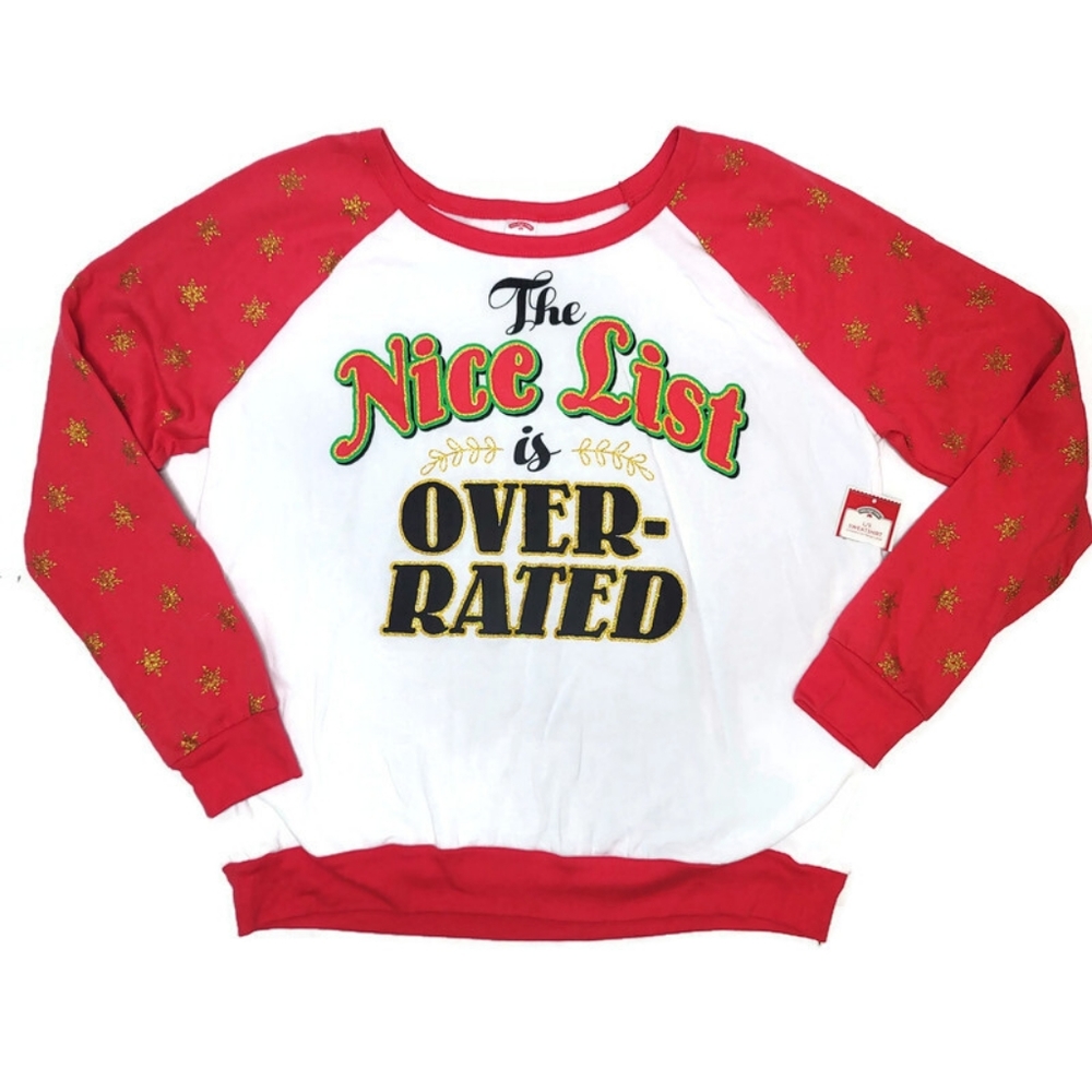 Holiday time NWT naughty list " the nice list is overrated" sweater size XXL 19